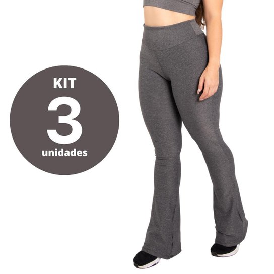 Kit 3 Calça Bailarina Preta P/ Treino Passeio Corrida - Cinza Menor preço em Kit 3 Calça Bailarina Preta P/ Treino Passeio Corrida - Cinza