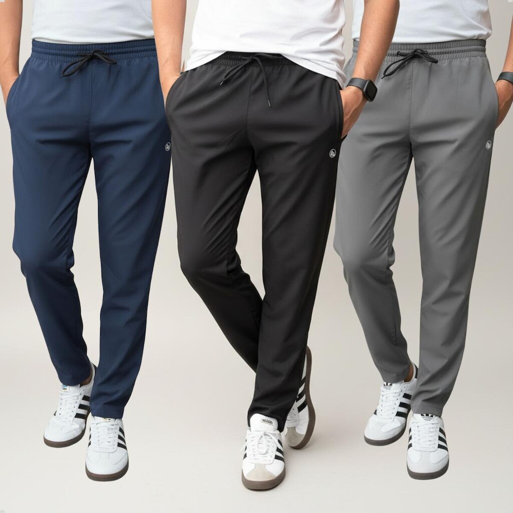 Kit 3 Calça Casual Tactel Elastano Slim Esporte Confortável