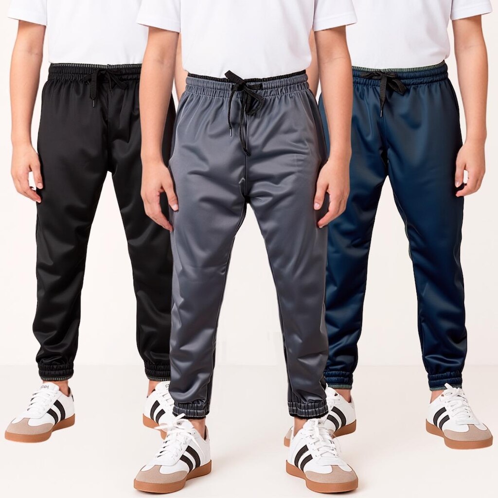 KIT 3 Calça Escolar Jogger Infantil Helanca Flanelada