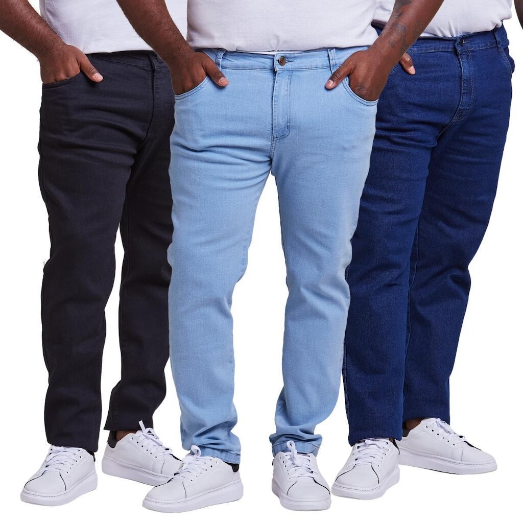 Kit 3 Calça Jeans Masculina Skinny Plus Size