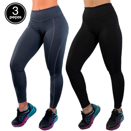 Kit 3 Calça Montaria Cintura Alta Legging Suplex Empina Bumbum Fitness - Colorido Menor preço em Kit 3 Calça Montaria Cintura Alta Legging Suplex Empina Bumbum Fitness - Colorido