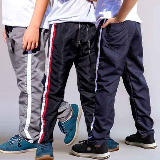 Kit 3 Calças Infantil Tactel Agasalho com Bolso Traseiro 271 - 8 - Preto - Colorido Menor preço em Kit 3 Calças Infantil Tactel Agasalho com Bolso Traseiro 271 - 8 - Preto - Colorido