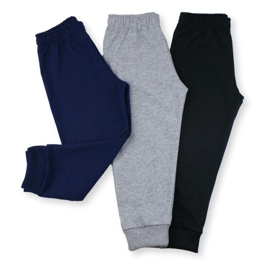 Kit 3 Calças Infantis Moletinho Azul Marinho, Cinza e - Preto é ruim? Kit 3 Calças Infantis Moletinho Azul Marinho, Cinza e - Preto é boa?
