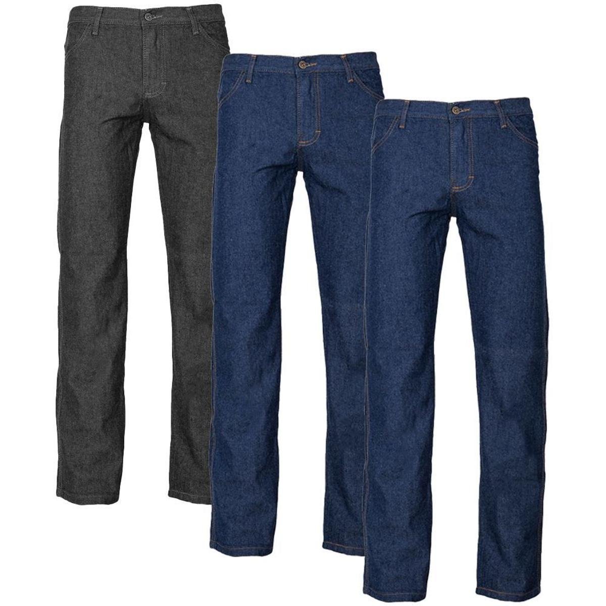 Kit 3 Calças Jeans Masculina Tradicional Para Trabalho Reforçada Menor preço em Kit 3 Calças Jeans Masculina Tradicional Para Trabalho Reforçada