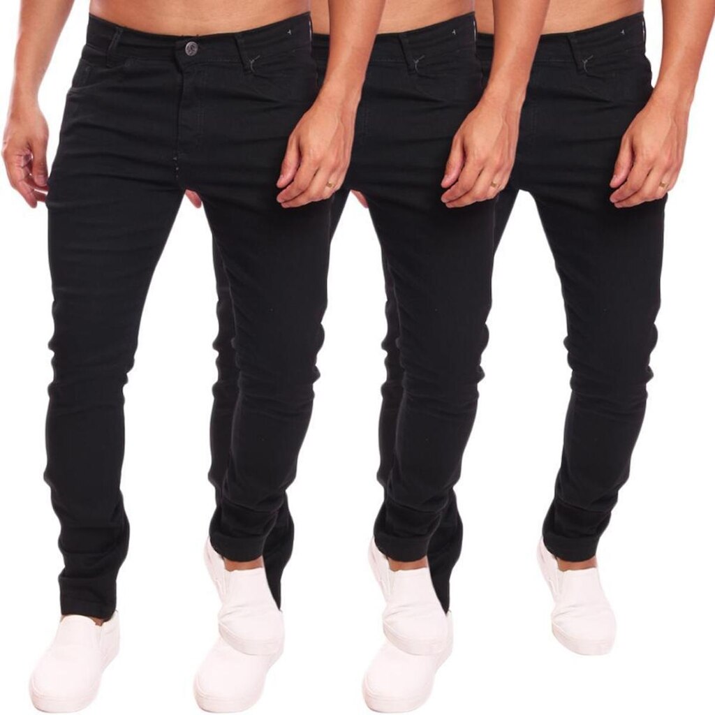 Kit 3 Calças Jeans Omg Denim com Elastano Masculina