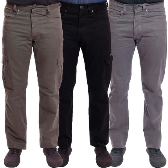 Kit 3 Calças Jeans R7Jeans Masculina Modelo Tradicional e Cargo - Preto+Cinza Menor preço em Kit 3 Calças Jeans R7Jeans Masculina Modelo Tradicional e Cargo - Preto+Cinza