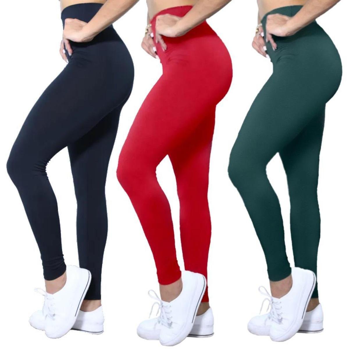 Kit 3 Calças Legging Heide Ribeiro Suplex Cintura Alta Menor preço em Kit 3 Calças Legging Heide Ribeiro Suplex Cintura Alta