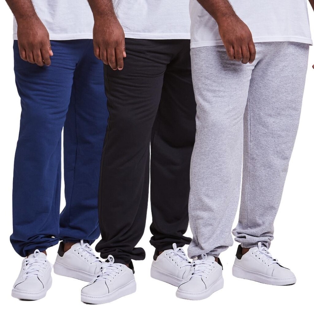 Kit 3 Calças Moletom Punho Masculino Plus Size
