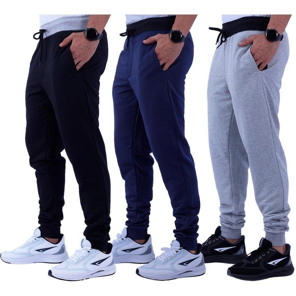 Kit 3 Calças Moletom Slim Fit MXD Conceito Masculina