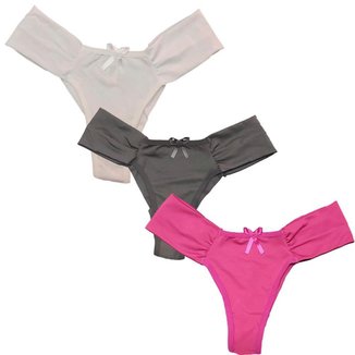 Kit 3 Calcinhas Cós Alto Frimodas Borboleta Tanga Microfibra