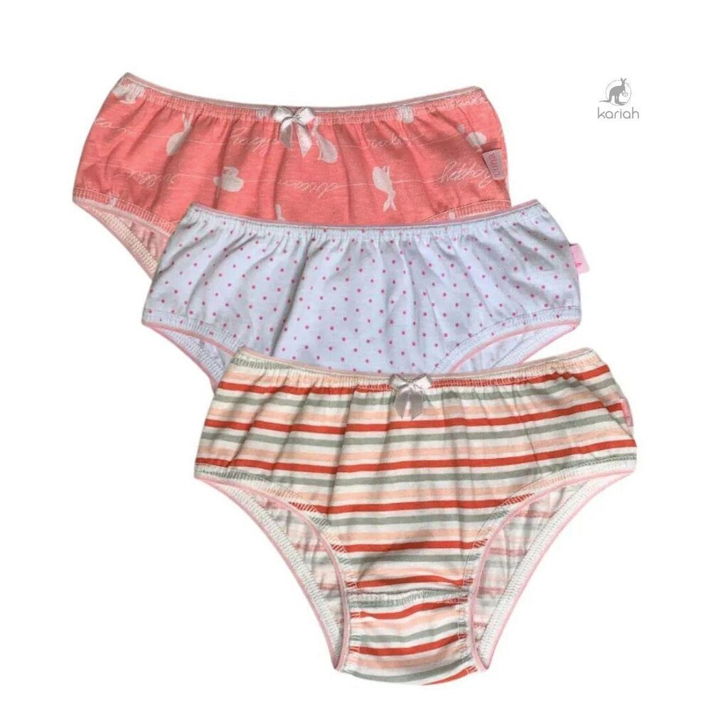 Kit 3 Calcinhas Infantil Malha 100% Algodão Luna 011N