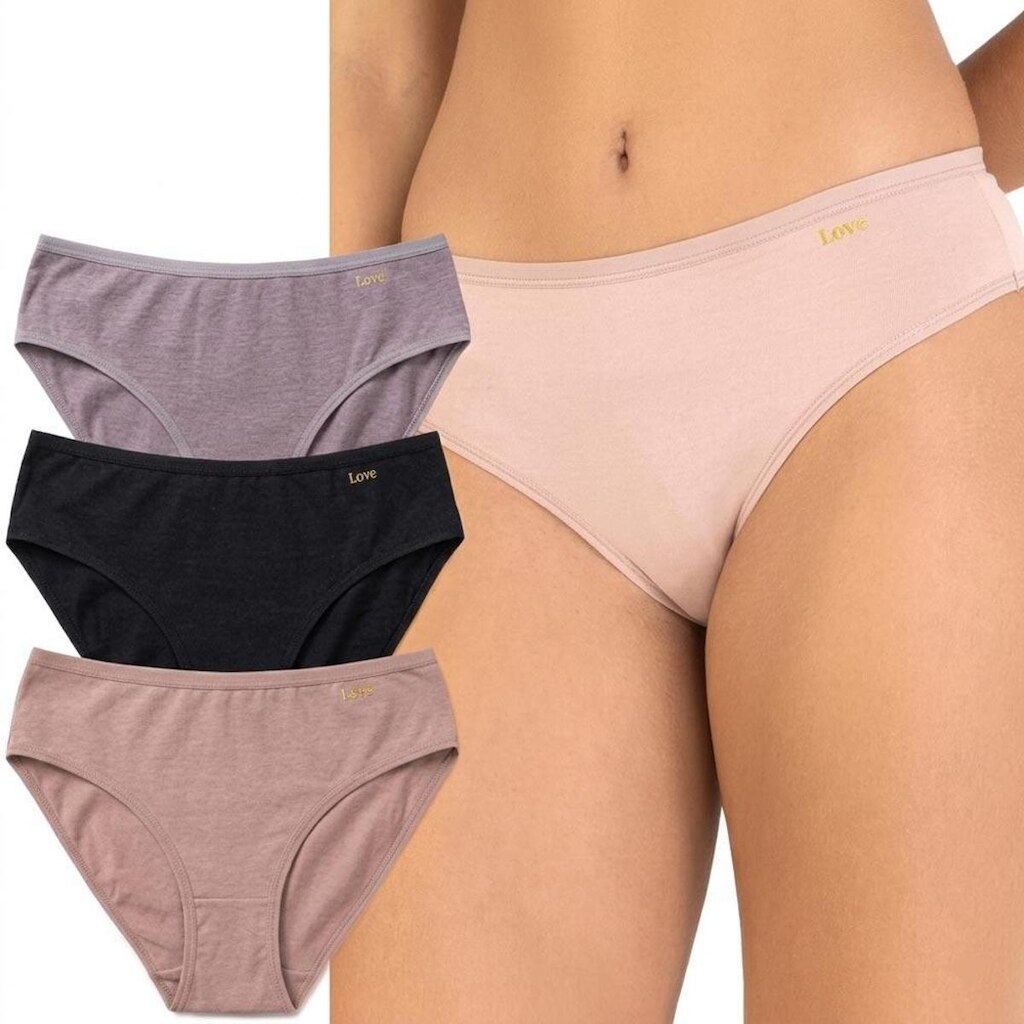 Kit 3 Calcinhas Love Secret 81500 Preto/Rosa/Chocolate