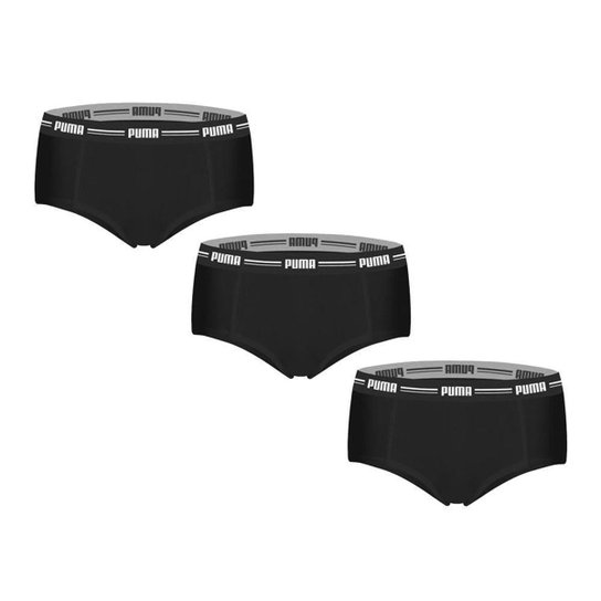 Kit 3 Calcinhas Puma Mini Boxer Feminino - Preto Menor preço em Kit 3 Calcinhas Puma Mini Boxer Feminino - Preto
