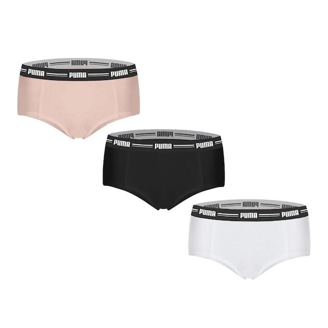 Kit 3 Calcinhas Puma Mini Boxer Feminino - Preto+Branco Menor preço em Kit 3 Calcinhas Puma Mini Boxer Feminino - Preto+Branco