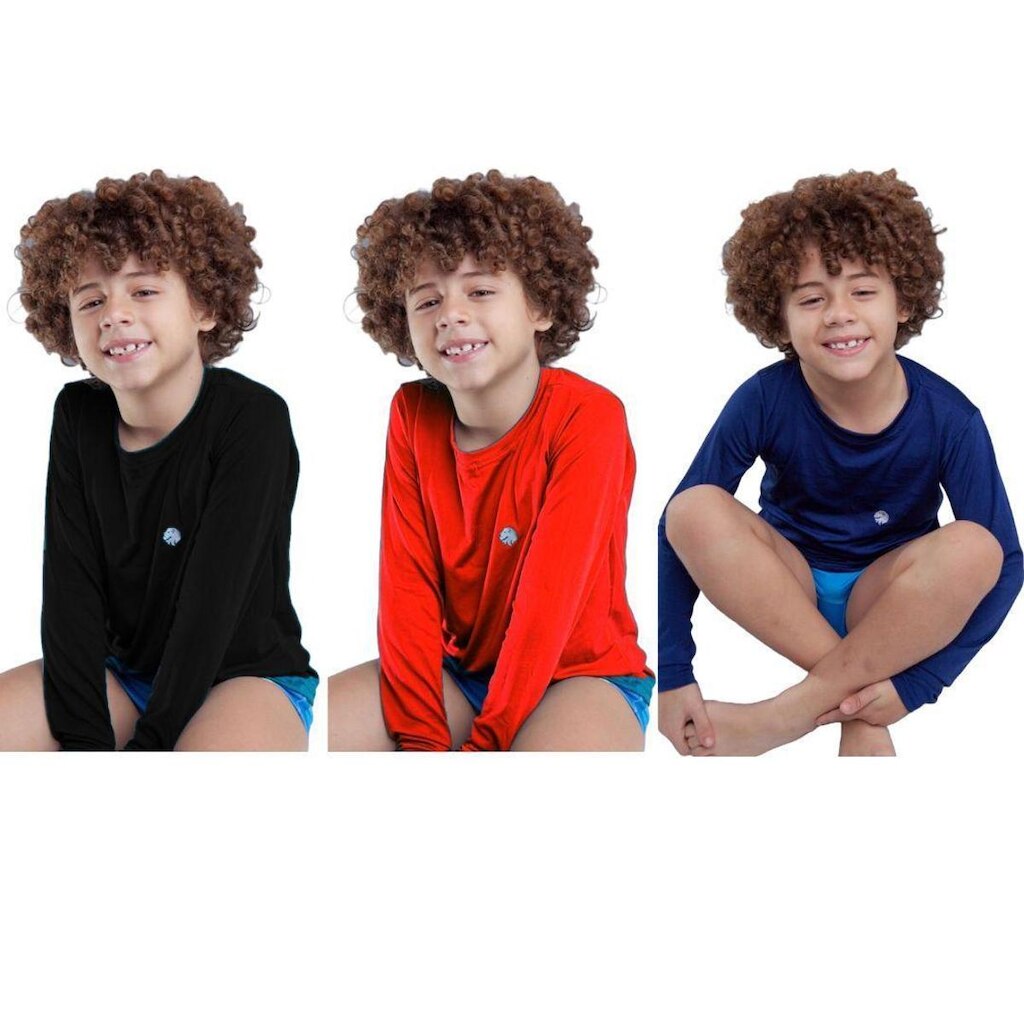 Kit 3 Camisa Infantil Térmica Uv50+ Proteção Solar Menino
