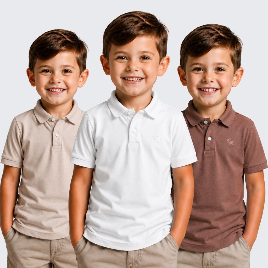 Kit 3 Camisa Polo Infantil Menino Piquet