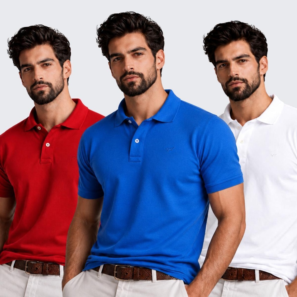 Kit 3 Camisa Polo Masculina Piquet Premium