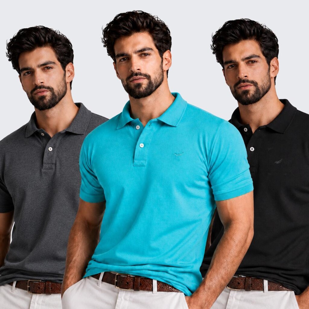 Kit 3 Camisa Polo Masculina Piquet Premium