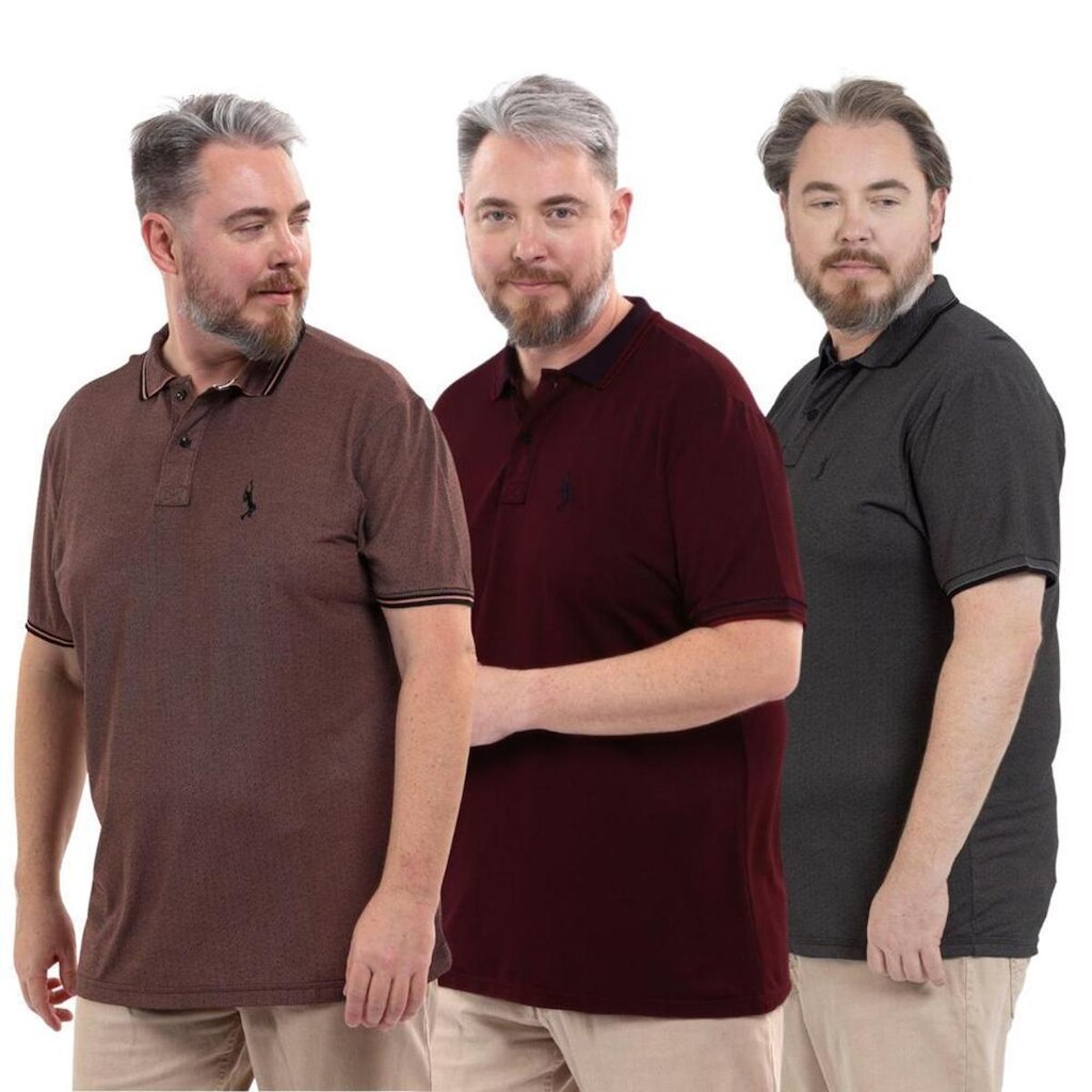 Kit 3 Camisa Polo Plus Masculina Piquet Dia a Dia