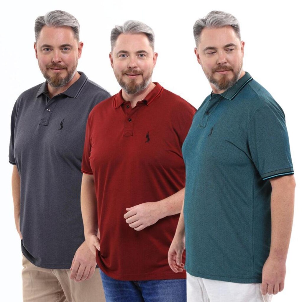 Kit 3 Camisa Polo Plus Masculina Piquet Dia a Dia