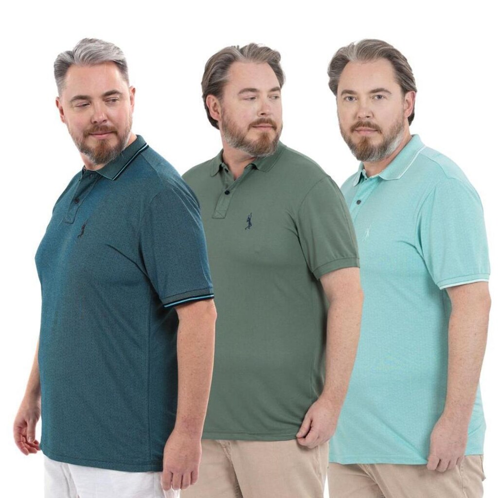 Kit 3 Camisa Polo Plus Masculina Piquet Dia a Dia