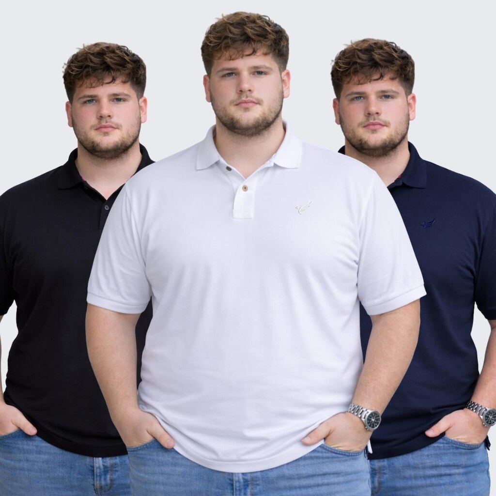 Kit 3 Camisa Polo Plus Size Masculina Social Piquet