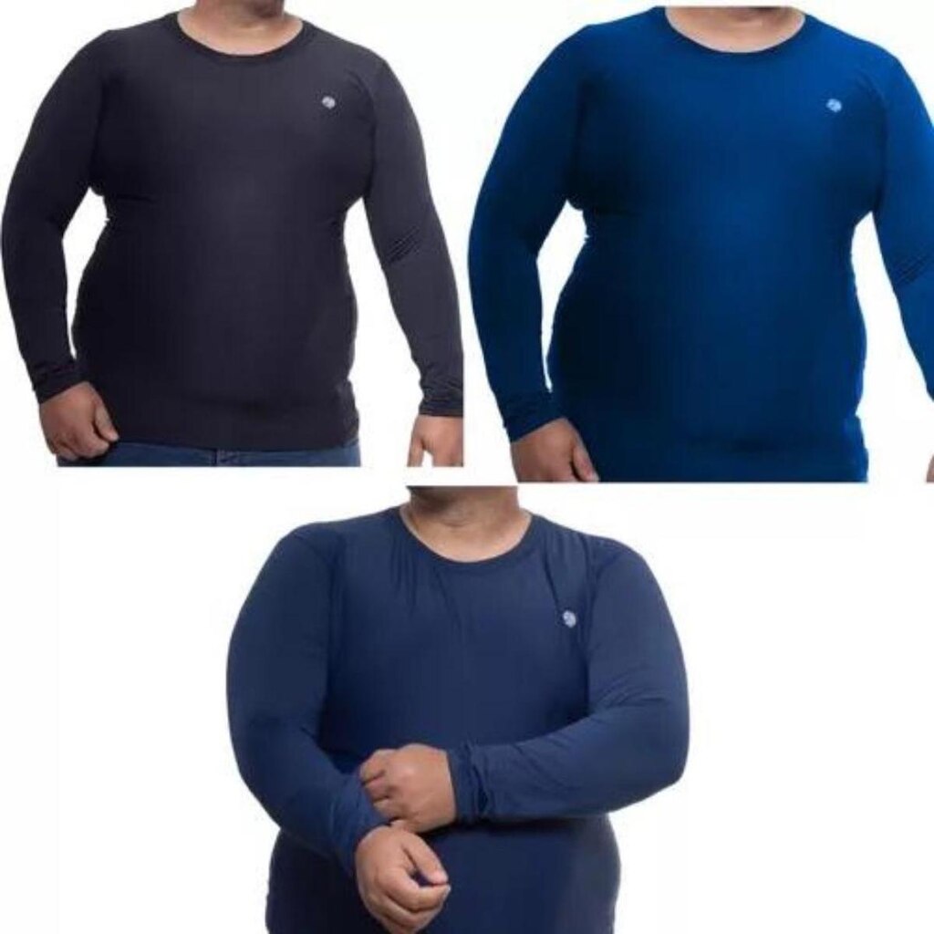 Kit 3 Camisa Térmica Masculina Plus Size Segunda Pele Proteção