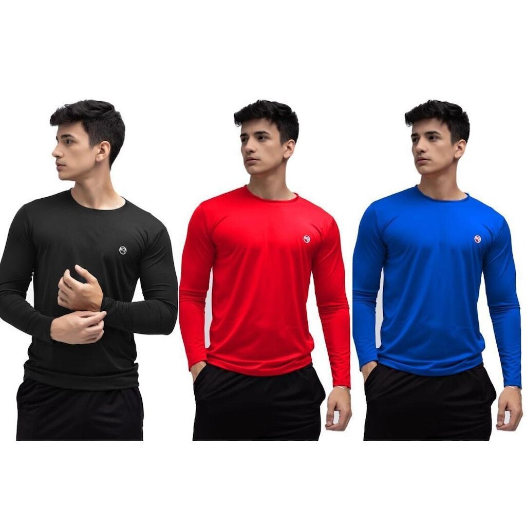 Kit 3 Camisa Térmica Masculina Uv 50+ Segunda Pele Proteção Solar