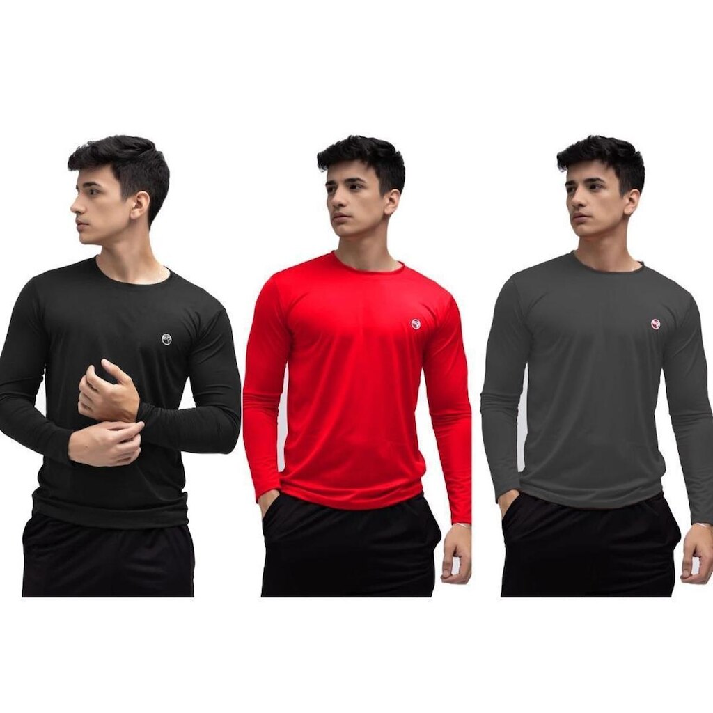 Kit 3 Camisa Térmica Masculina Uv 50+ Segunda Pele Proteção Solar