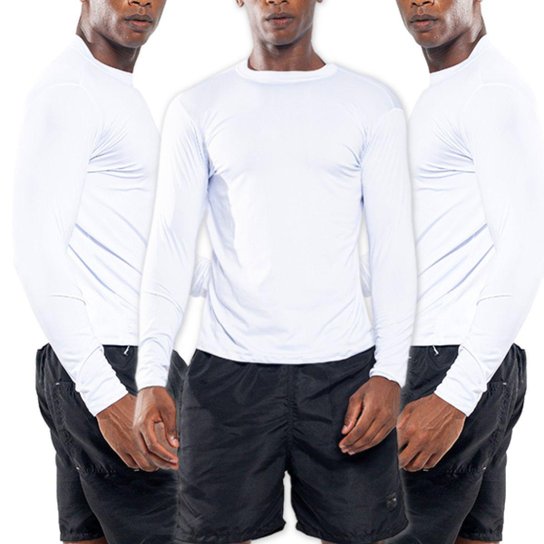 Kit 3 Camisa Uv 50+ Proteção Solar Térmica Masculina Camiseta Segunda Pele - Cinza - G1 - Branco Menor preço em Kit 3 Camisa Uv 50+ Proteção Solar Térmica Masculina Camiseta Segunda Pele - Cinza - G1 - Branco