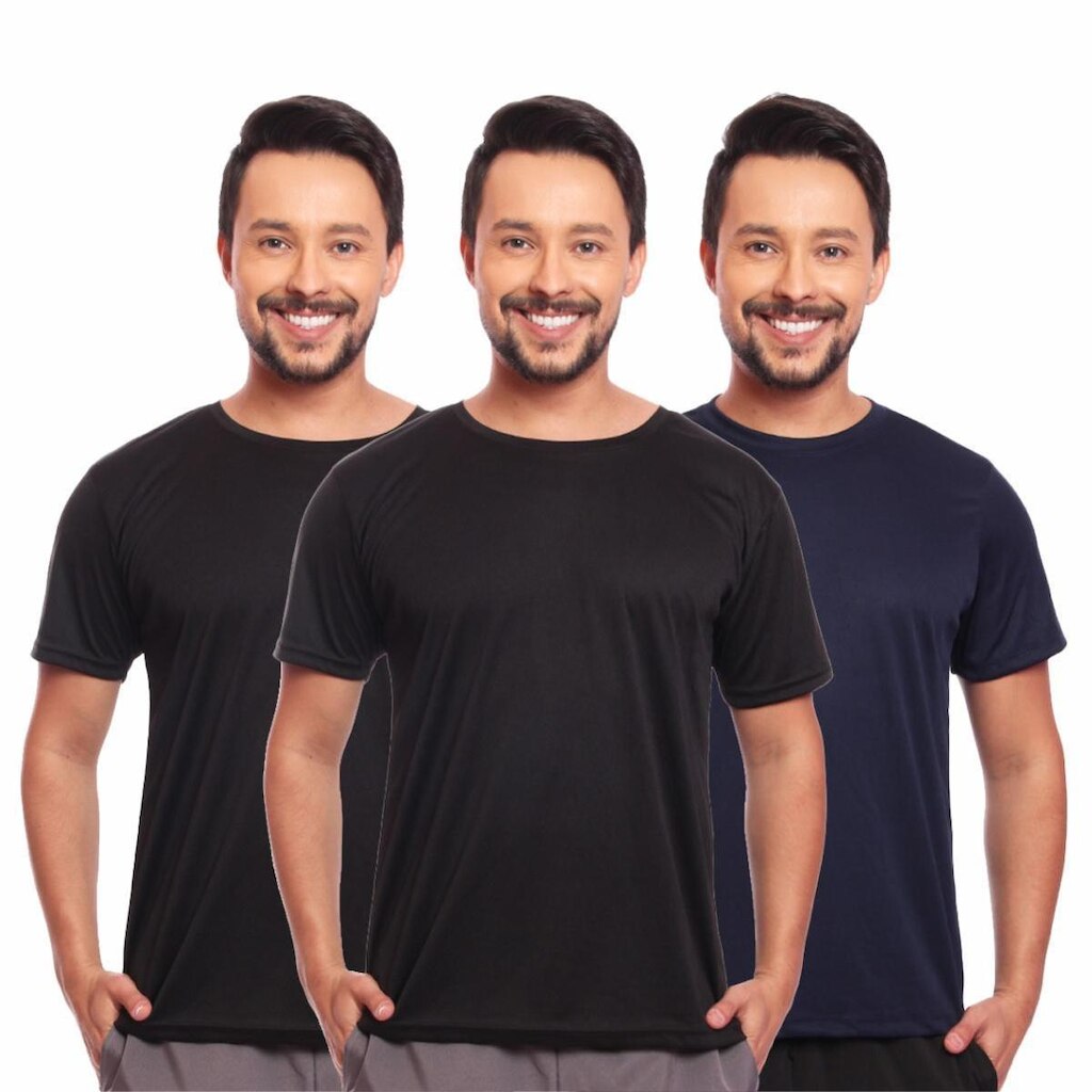 Kit 3 Camisas Academia Esportiva Com Proteção Uv Masculina