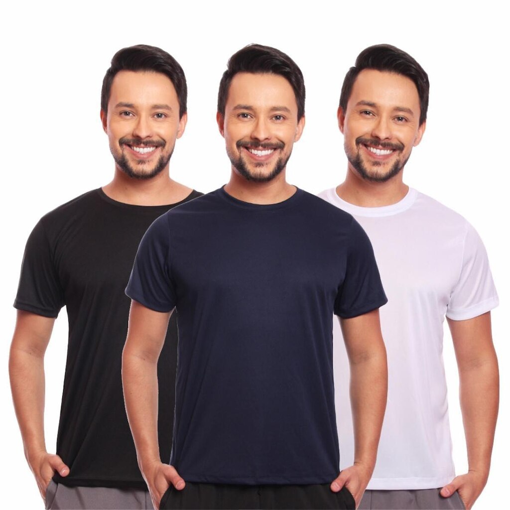Kit 3 Camisas Academia Esportiva Com Proteção Uv Masculina