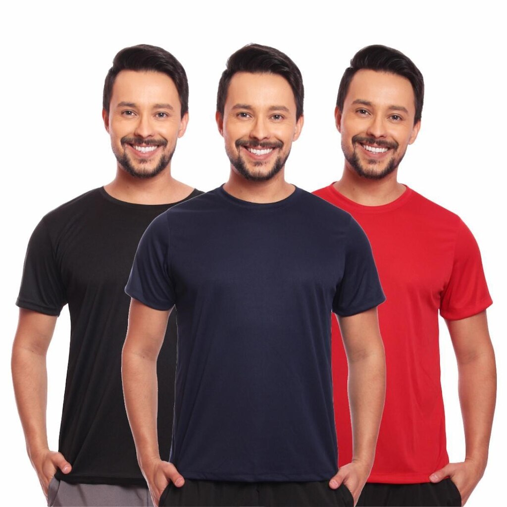 Kit 3 Camisas Academia Esportiva Com Proteção Uv Masculina