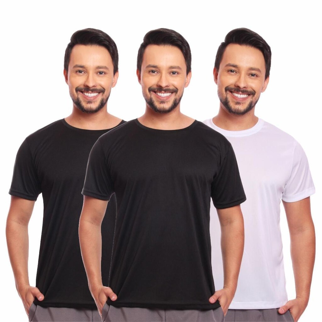 Kit 3 Camisas Academia Esportiva Com Proteção Uv Masculina