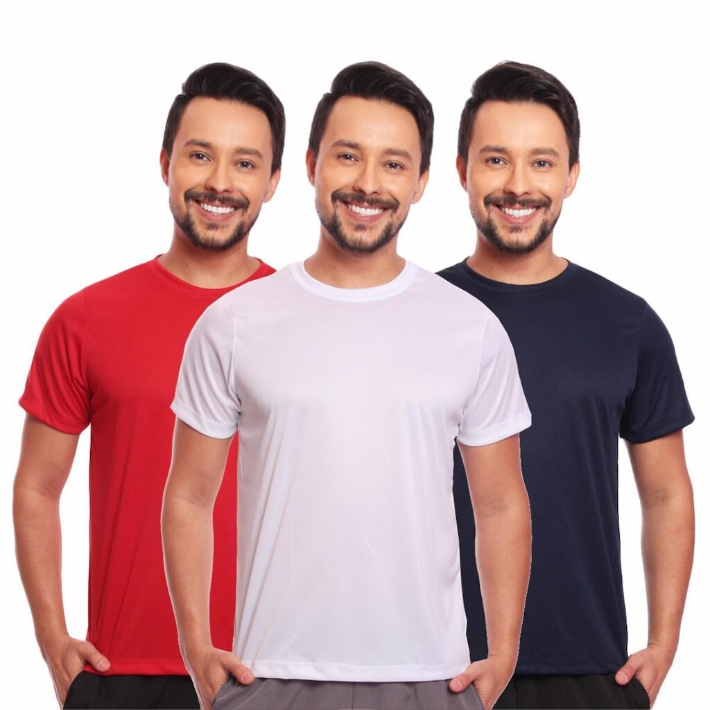 Kit 3 Camisas Academia Esportiva Com Proteção Uv Masculina