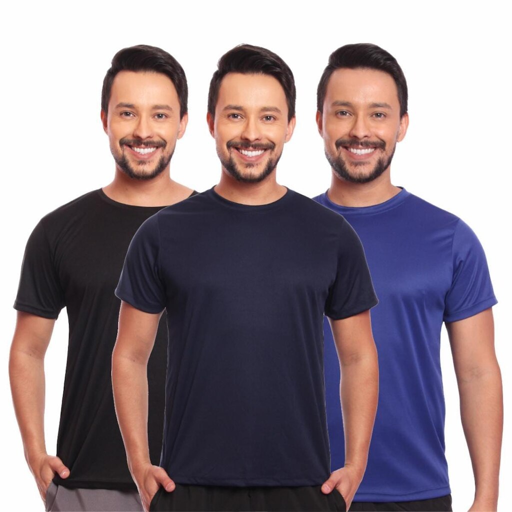 Kit 3 Camisas Academia Esportiva Com Proteção Uv Masculina
