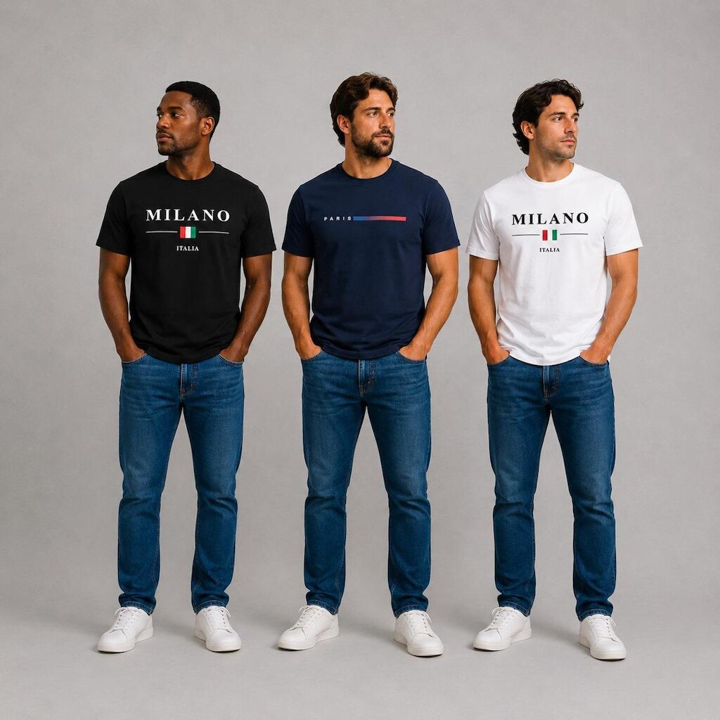 Kit 3 Camisas Algodao California Milano Paris Comfort Premium