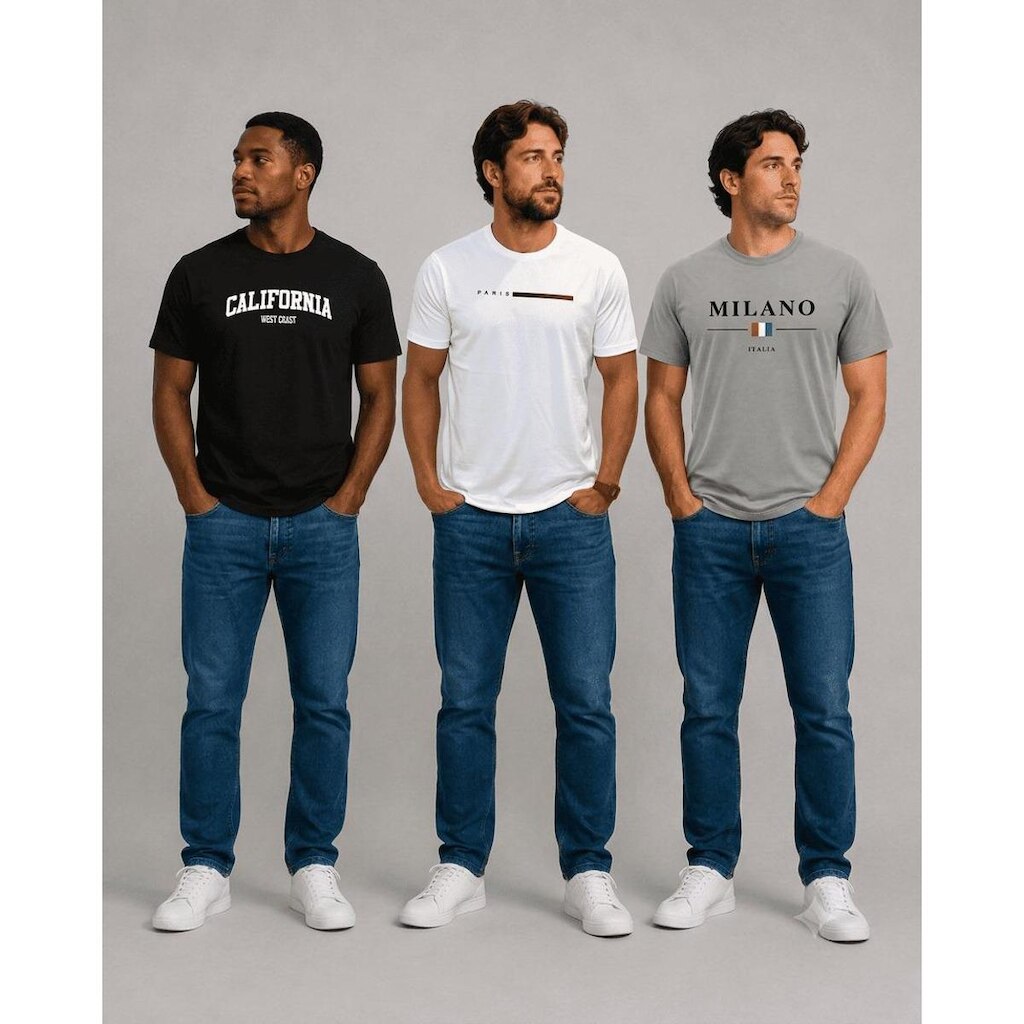 Kit 3 Camisas Algodao California Milano Paris Comfort Premium