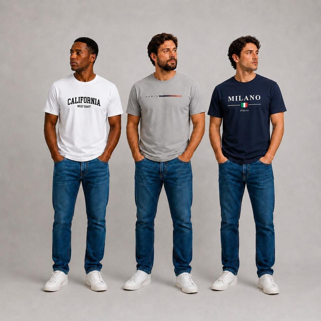 Kit 3 Camisas Algodao California Milano Paris Comfort Premium