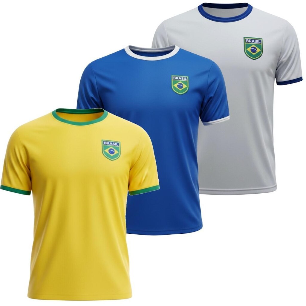 Kit 3 Camisas Brasil Torcedor Símbolo - Masculino
