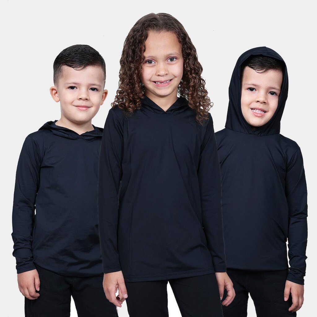 Kit 3 Camisas Infantil Com Capuz Preteção Solar UV50 Térmica UV