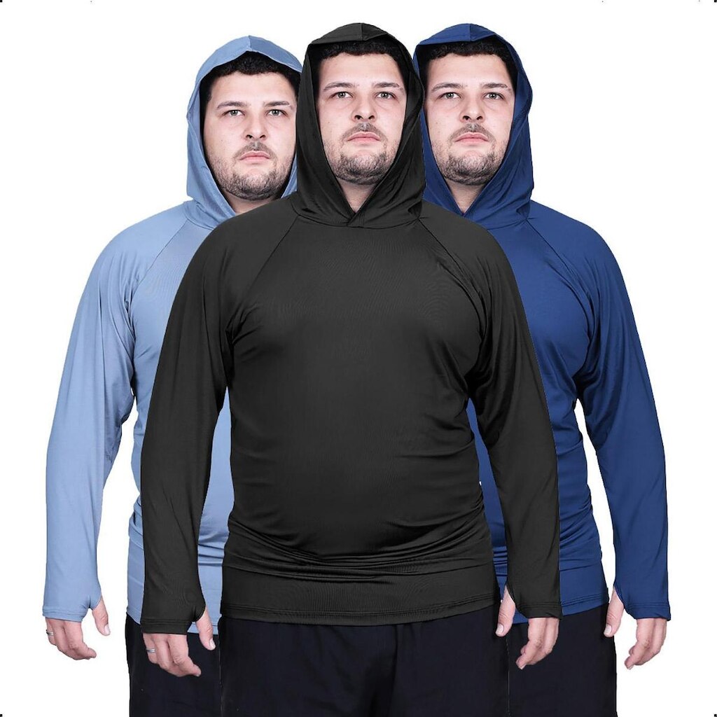 Kit 3 Camisas Plus Size Segunda Pele Proteção Uv+50 Dry