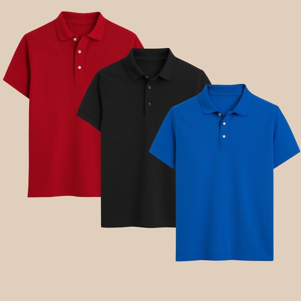 Kit 3 Camisas Polo Masculina Clássica com Gola e Botões Conforto e Estilo Casual