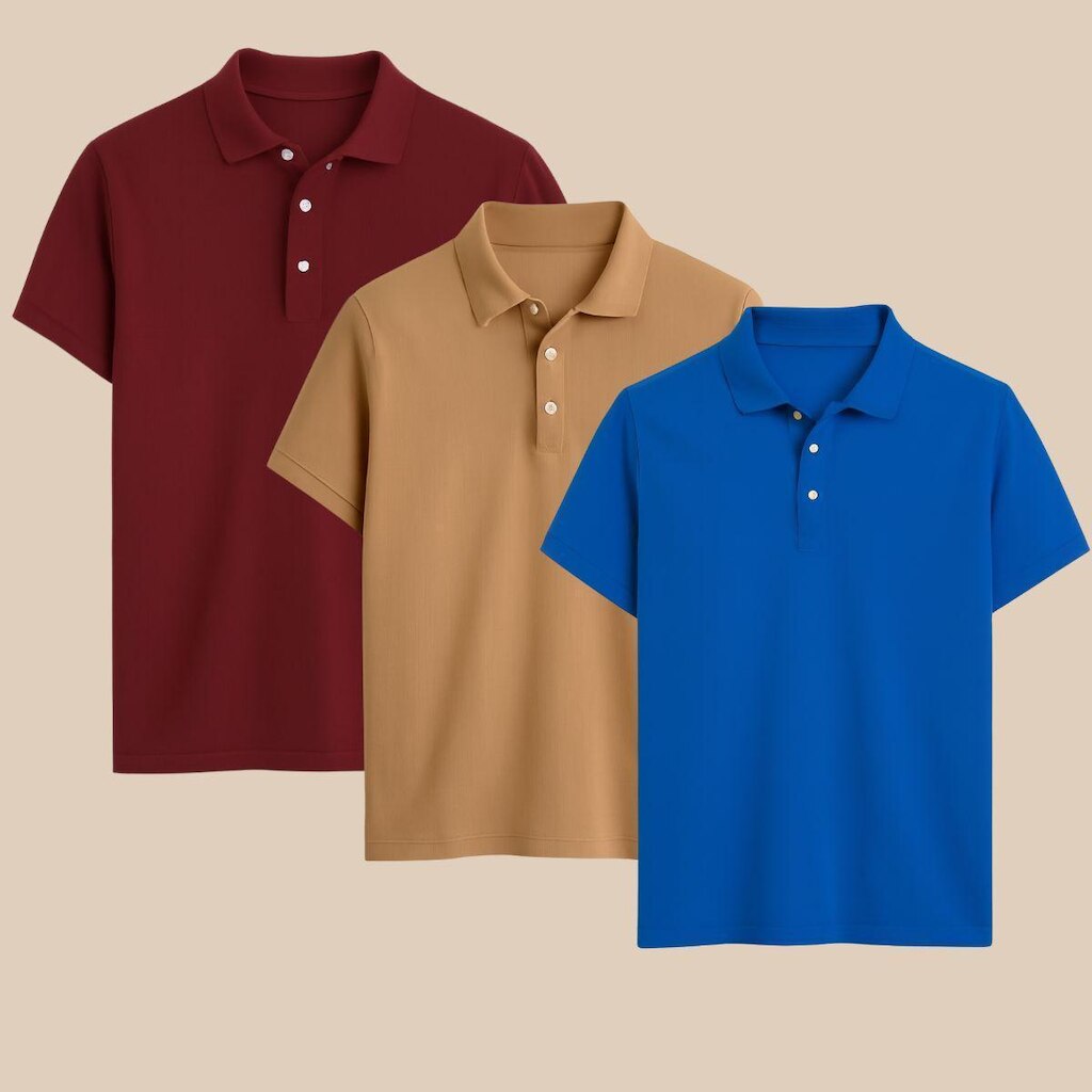 Kit 3 Camisas Polo Masculina Clássica com Gola e Botões Conforto e Estilo Casual