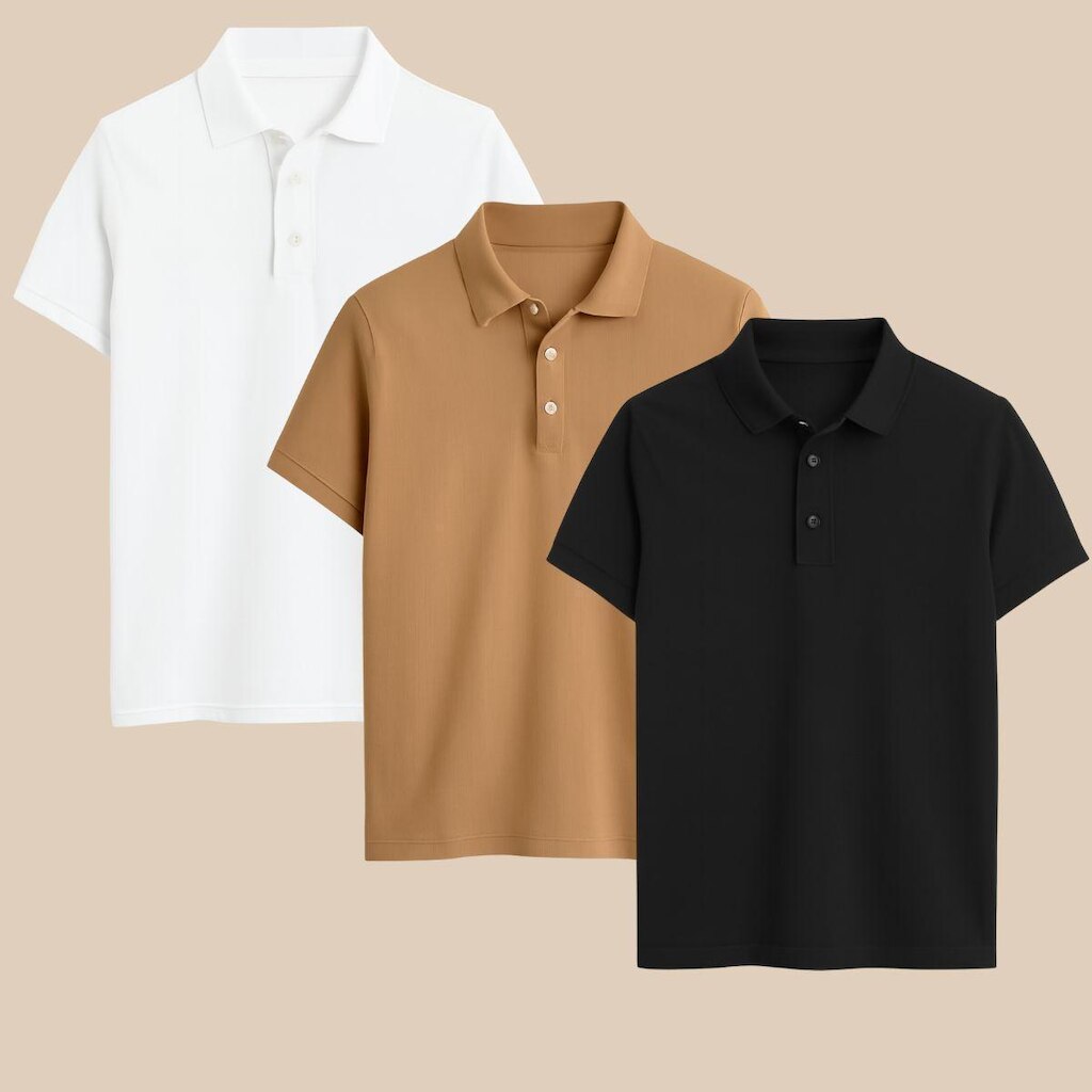 Kit 3 Camisas Polo Masculina Clássica com Gola e Botões Conforto e Estilo Casual