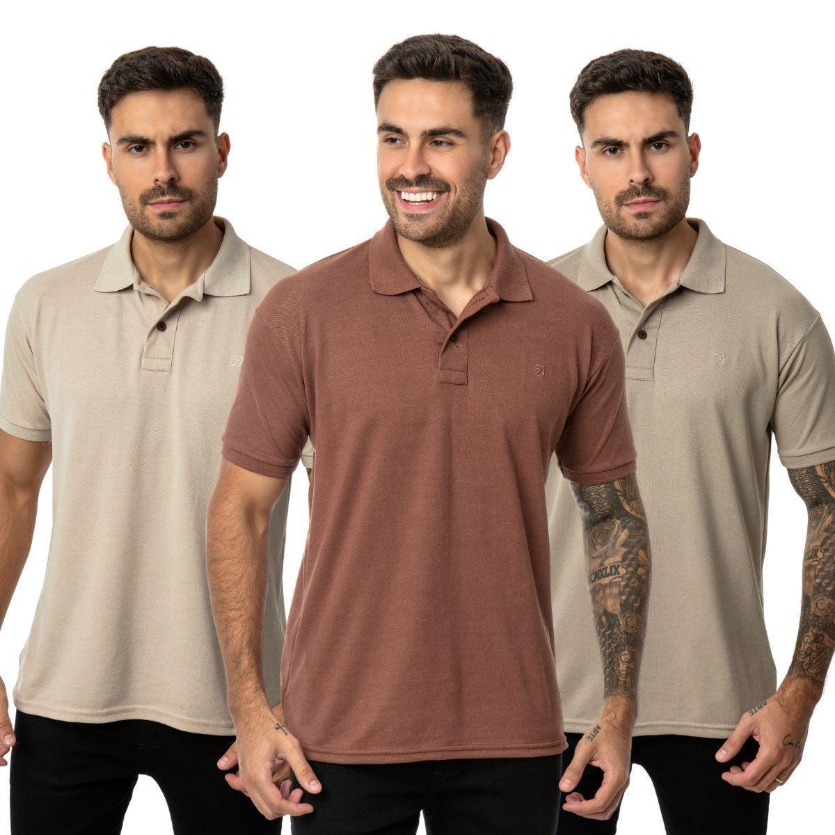 KIT 3 Camisas Polo Masculina Piquet Menor preço em KIT 3 Camisas Polo Masculina Piquet