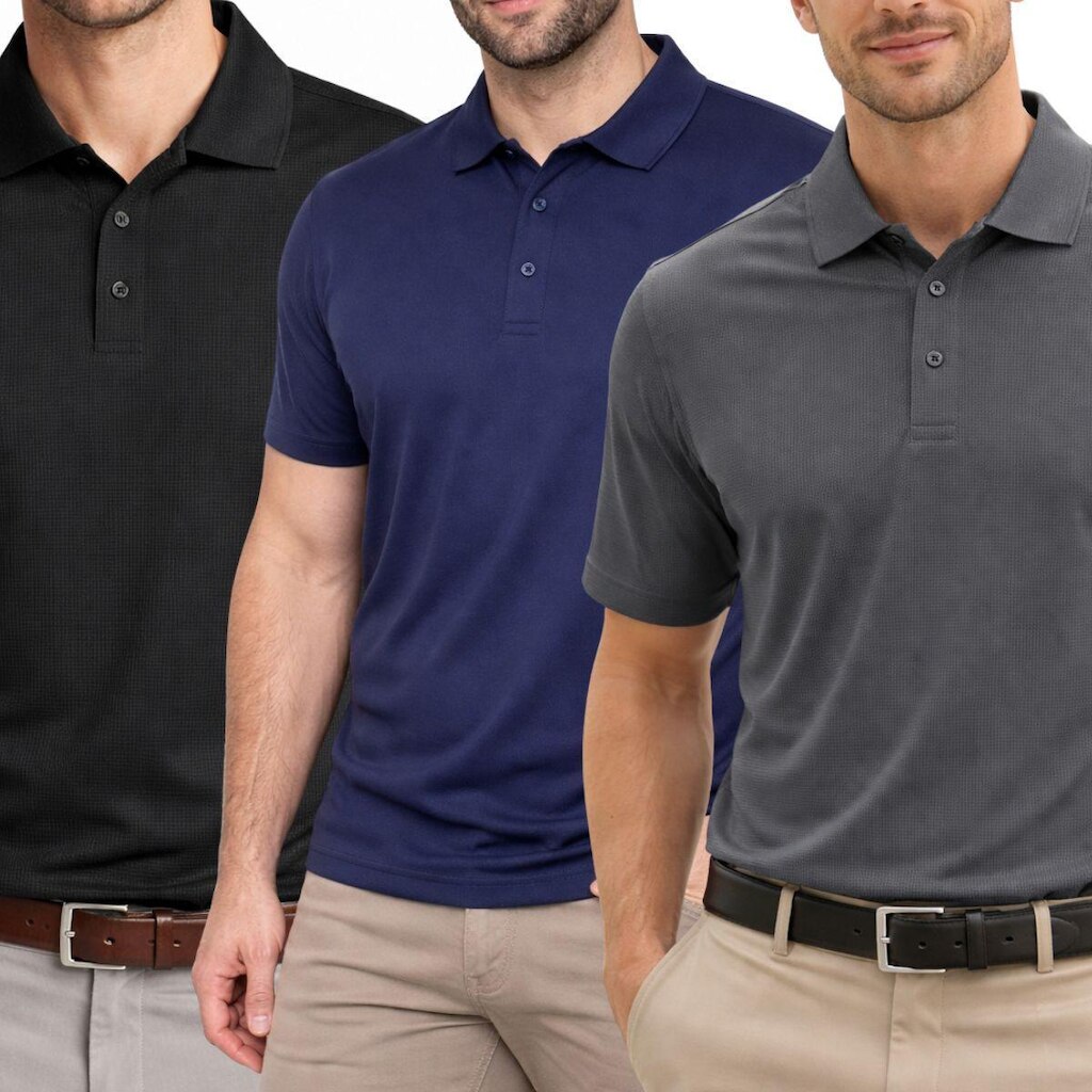 Kit 3 Camisas Polo Poliamida Masculina Básica Premium