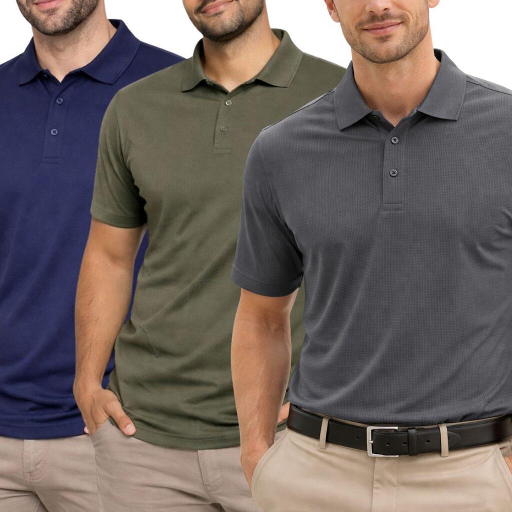 Kit 3 Camisas Polo Poliamida Masculina Básica Premium
