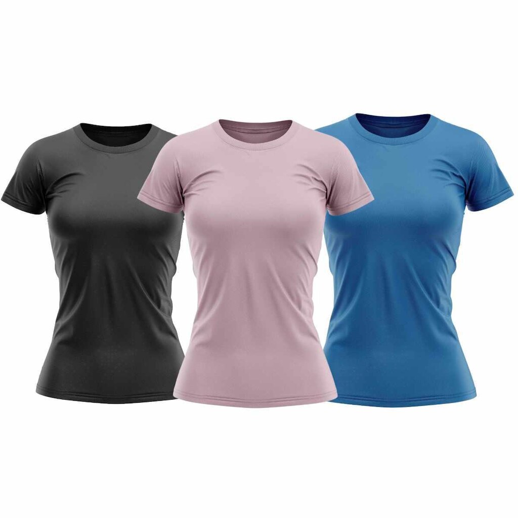 Kit 3 Camisas Proteção Solar UV 50+ Manga Curta Feminina