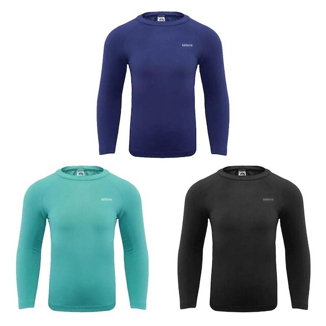 Kit 3 Camisas Térmicas Selene Proteção UV ML Juve - Preto+Marinho é boa?